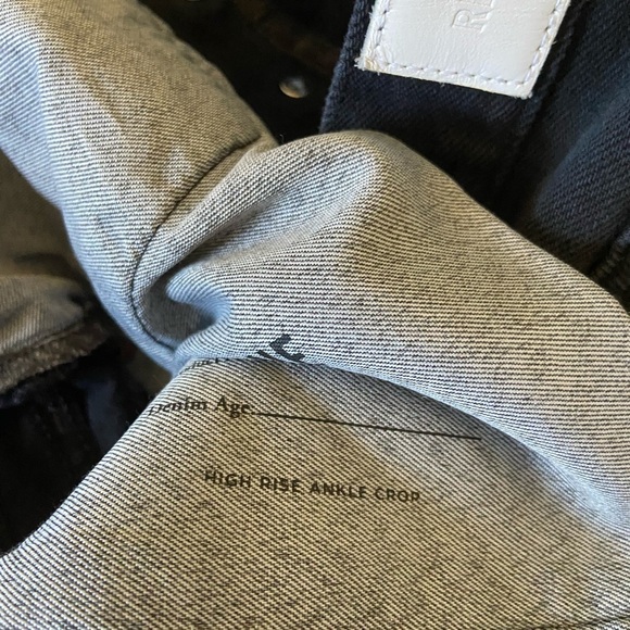 Re/Done Black High Waist Ankle Crop Distressed Jeans - Picture 9 of 10